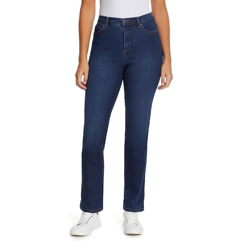Womens Plus Size High Rise Tapered Jeans Cotton Blend Zipper Fly Versatile